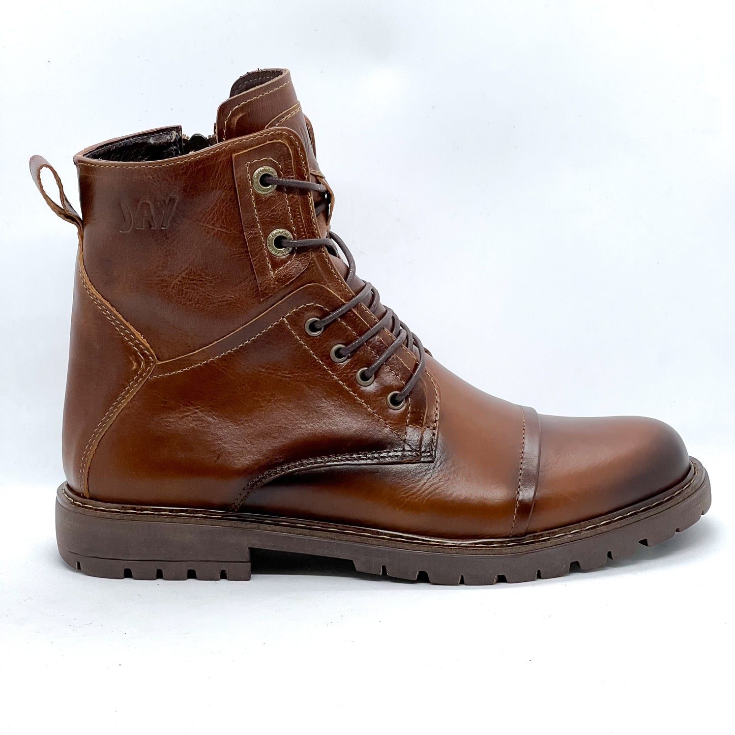 Botas Quin Café Moca 100% Cuero, (cremallera)