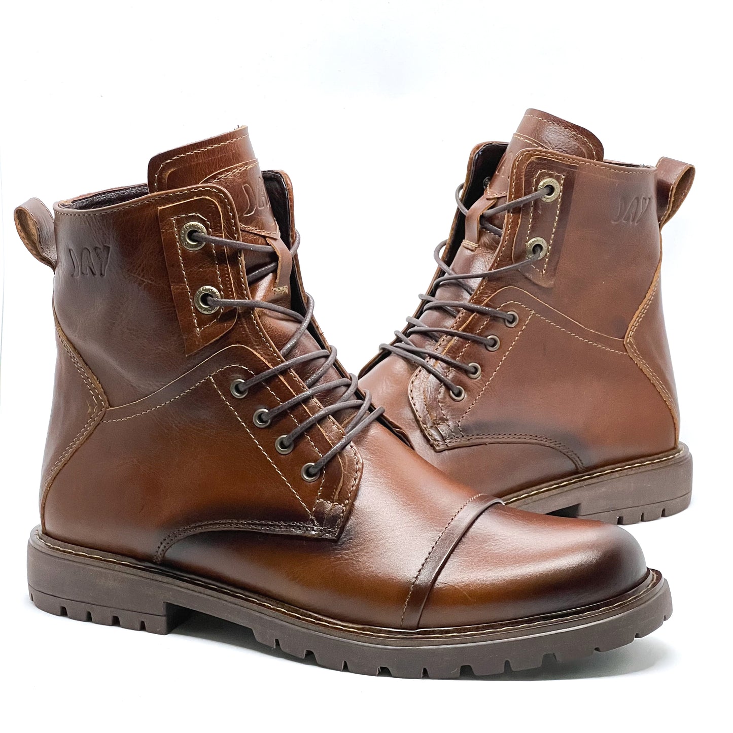 Botas Quin Café Moca 100% Cuero, (cremallera)