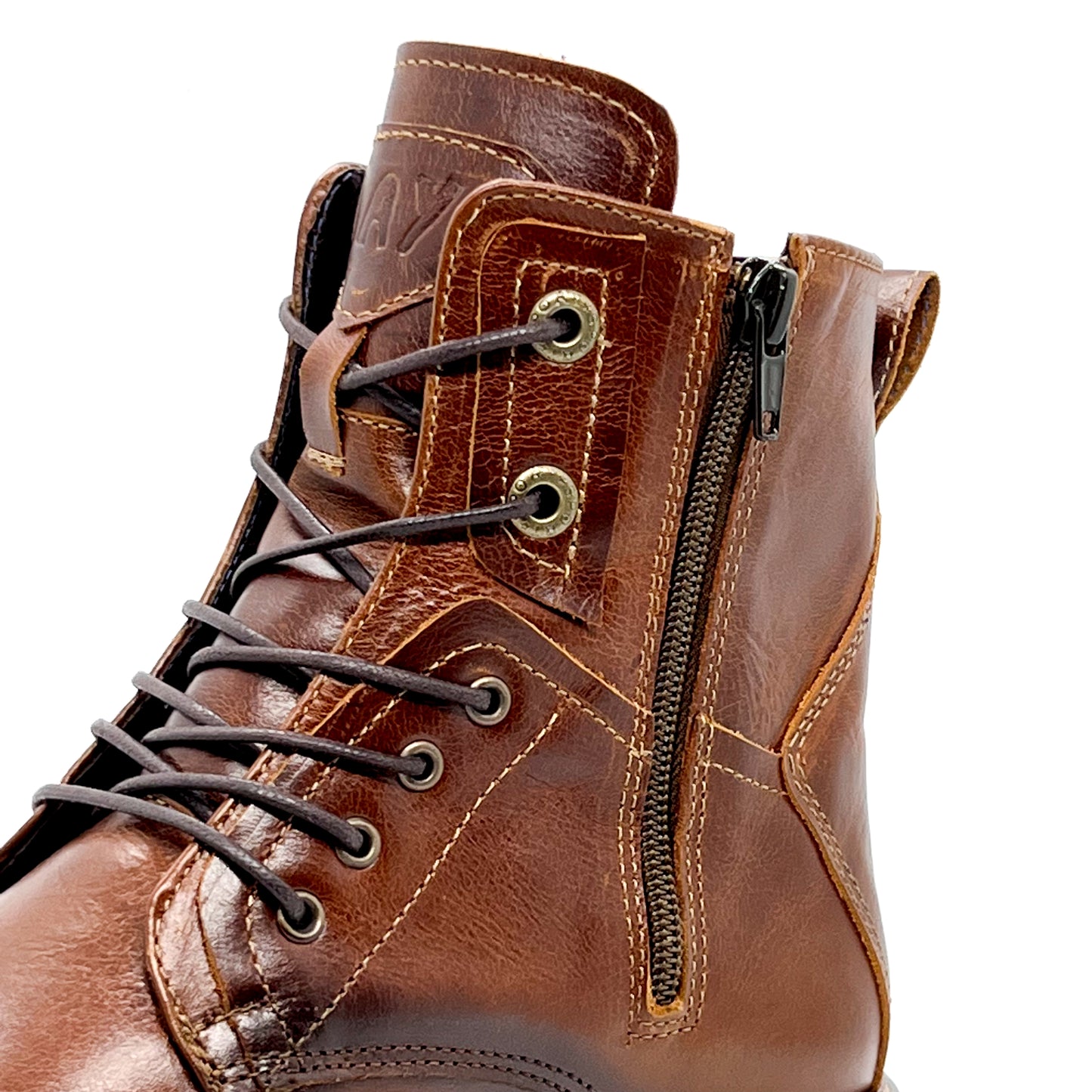 Botas Quin Café Moca 100% Cuero, (cremallera)