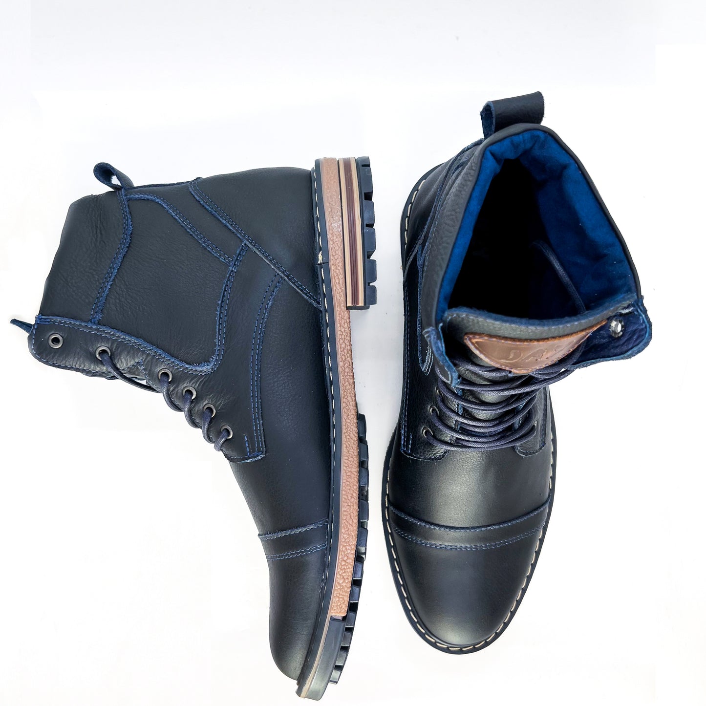 Botas Quin 100% Cuero, Azul Medianoche