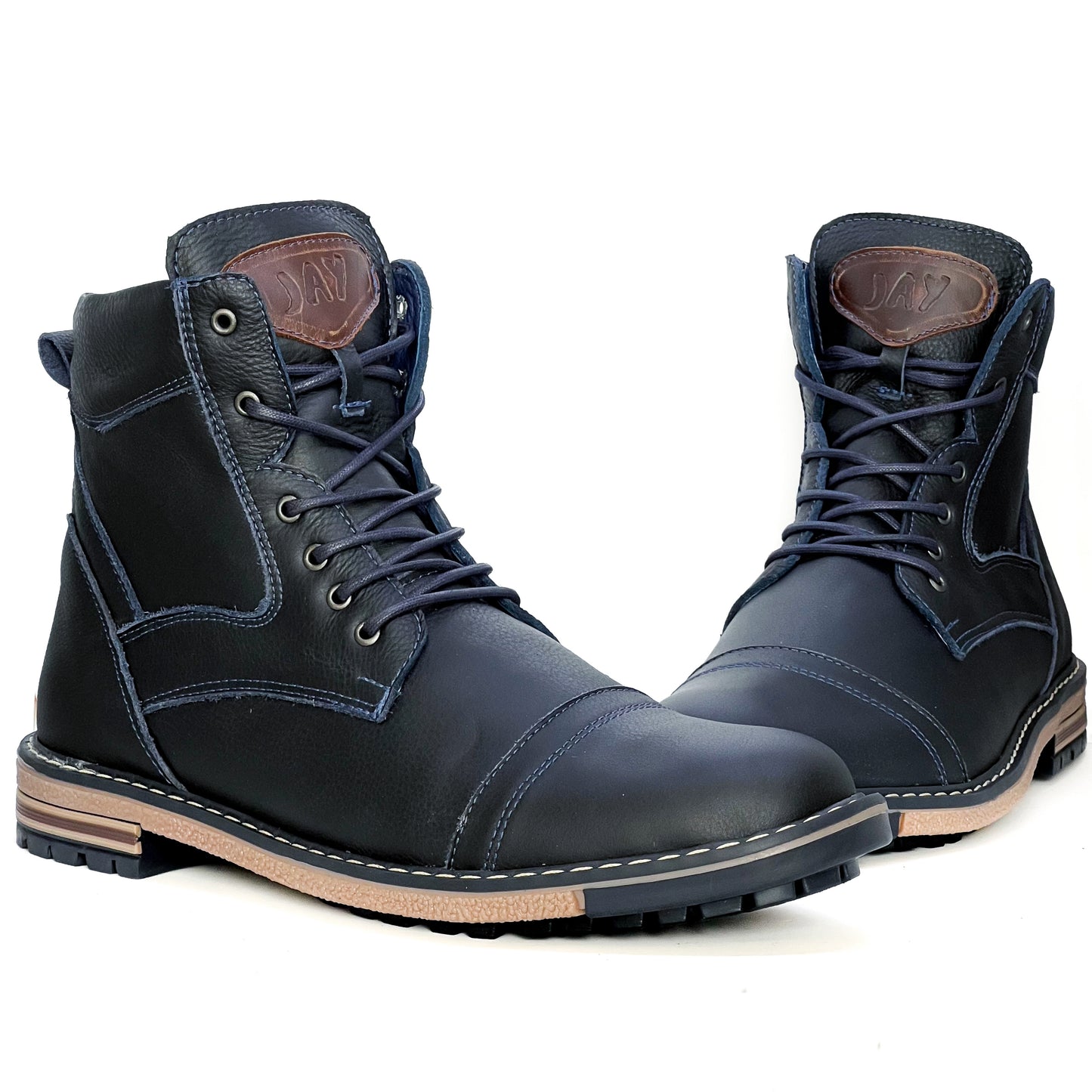 Botas Quin 100% Cuero, Azul Medianoche