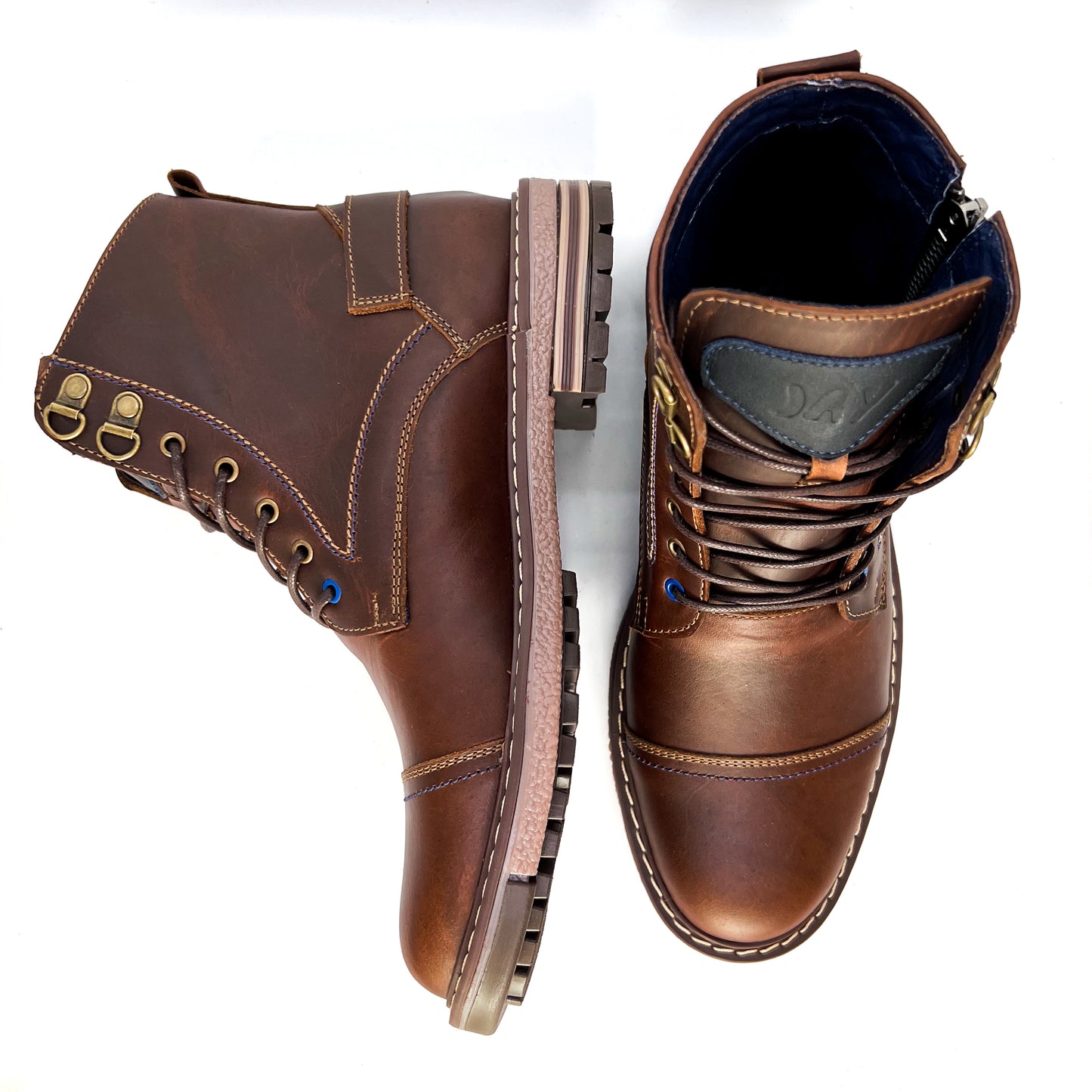 Botas Quin 100% Cuero, Tostado (cremallera)