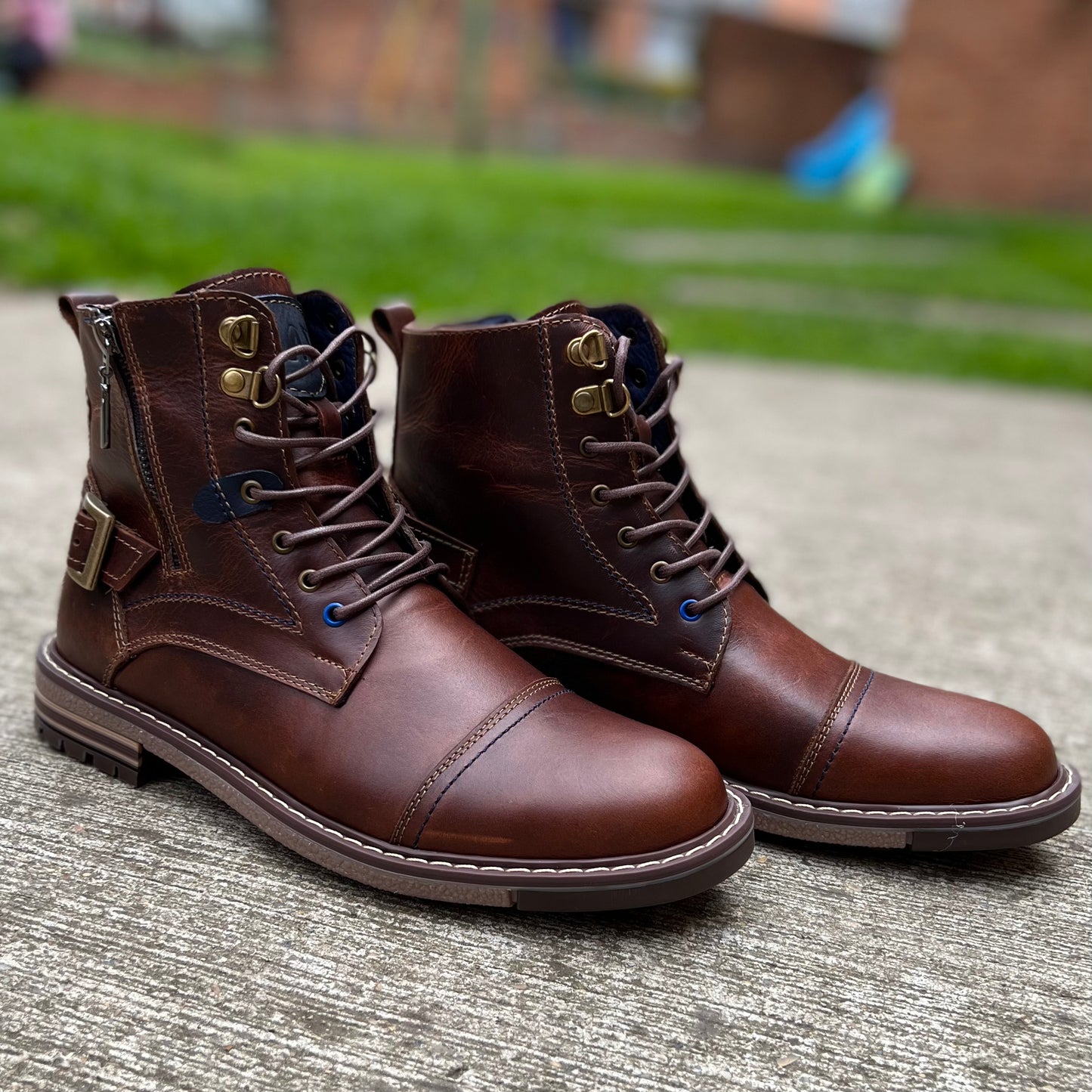 Botas Quin 100% Cuero, Tostado (cremallera)