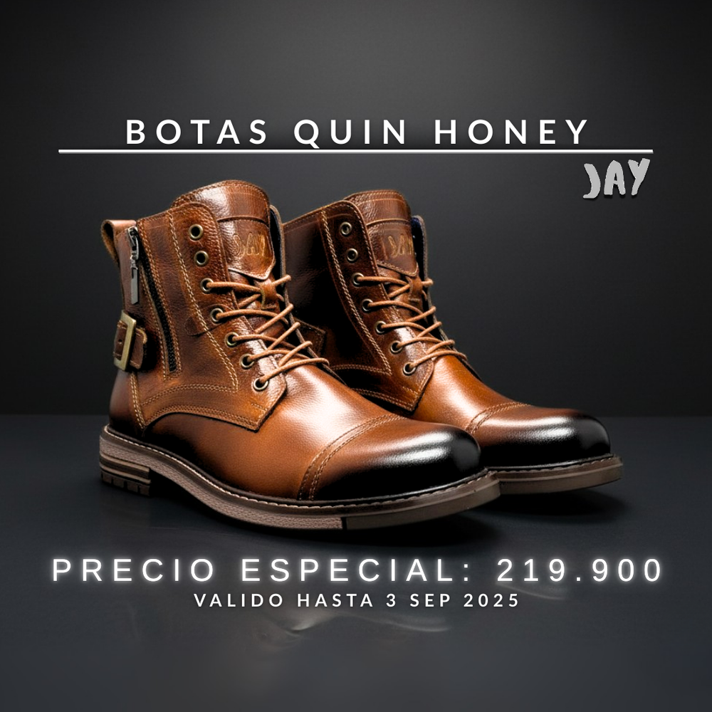 Botas Quin Honey 100% Cuero, (cremallera)